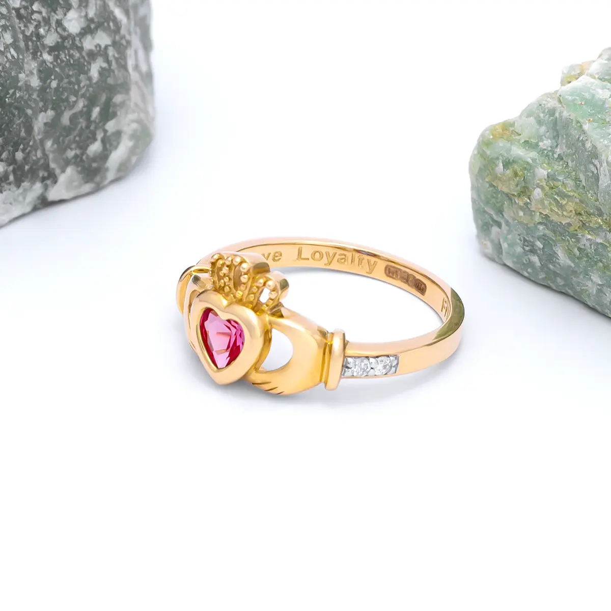 Gold July Claddagh Birthstone Ring 5webp...