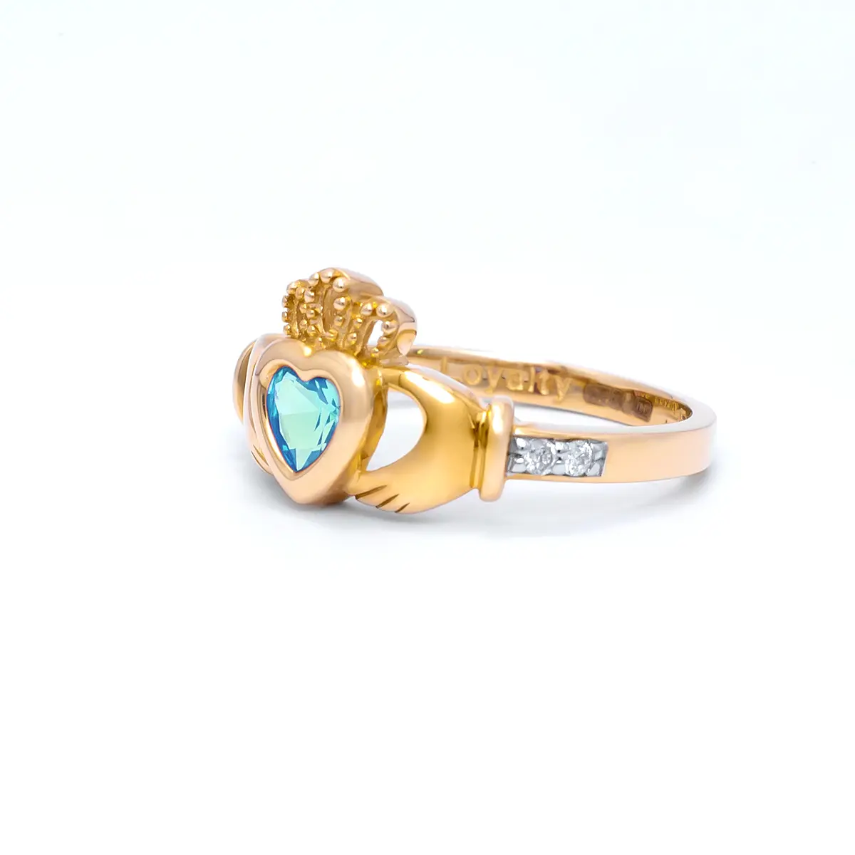 Gold March Claddagh Birthstone Ring 2webp...