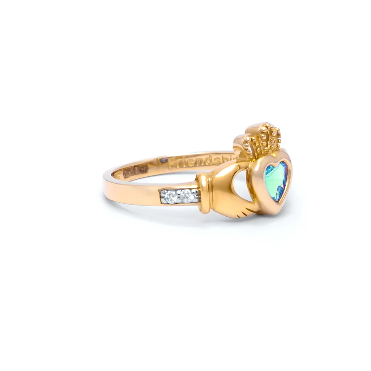 Gold March Claddagh Birthstone Ring 3webp...