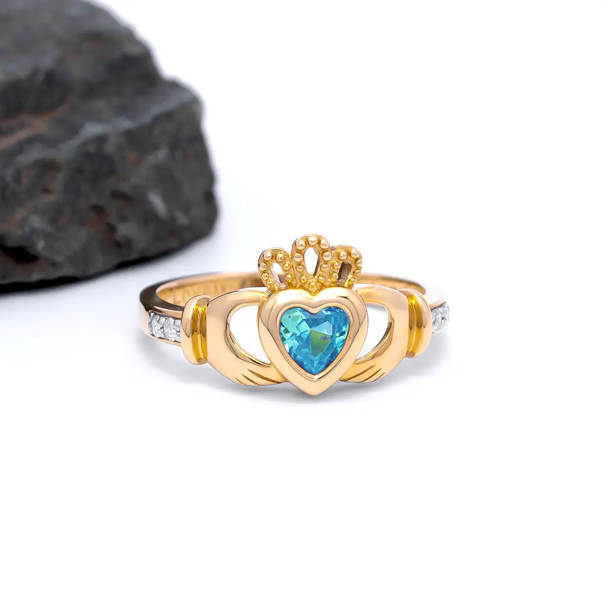 Gold March Claddagh Birthstone Ring 4webp...