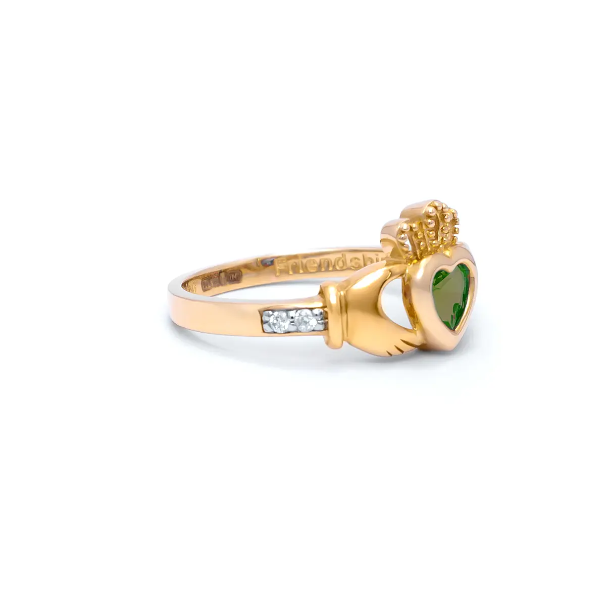 Gold May Claddagh Birthstone Ring 3webp...