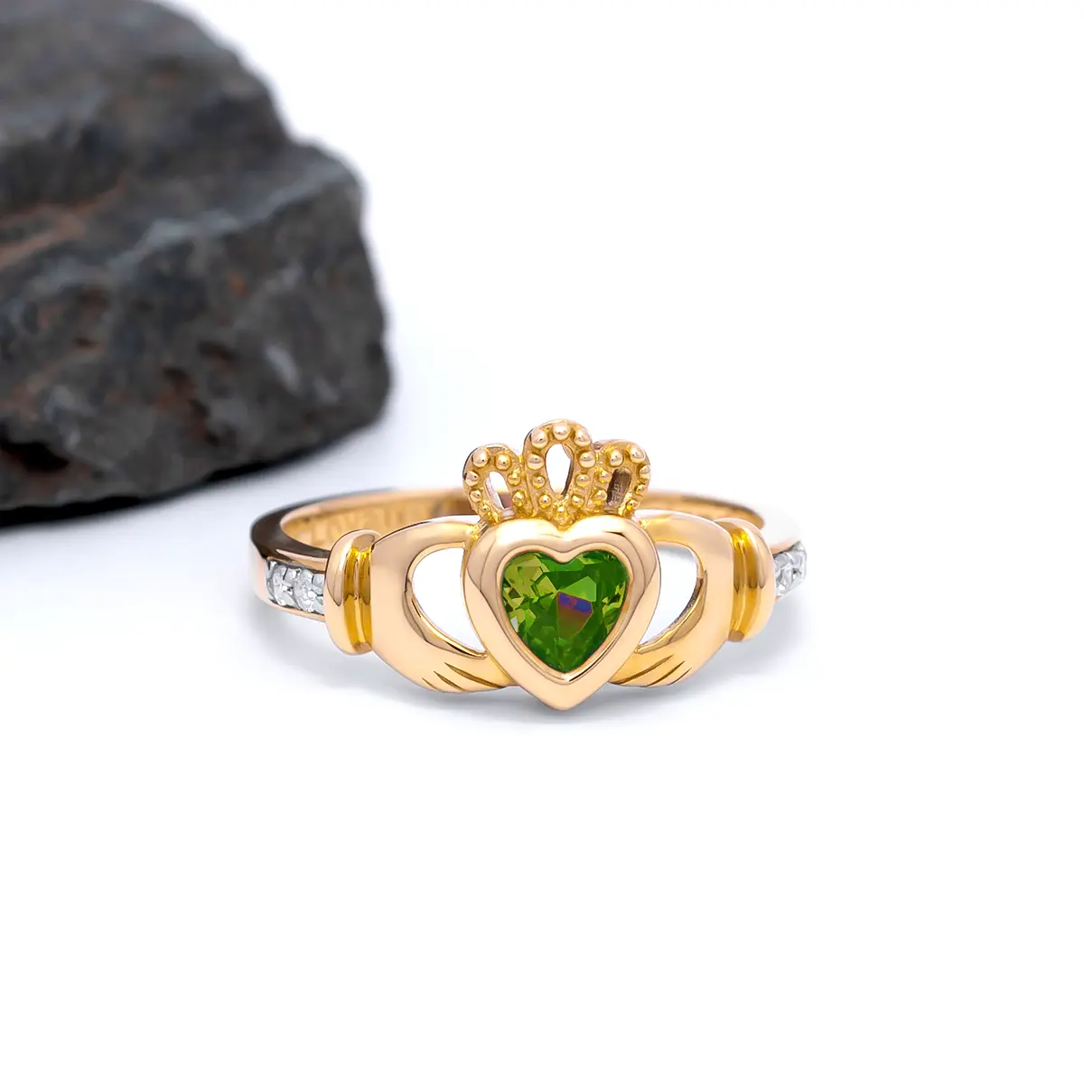 Gold May Claddagh Birthstone Ring 4webp...