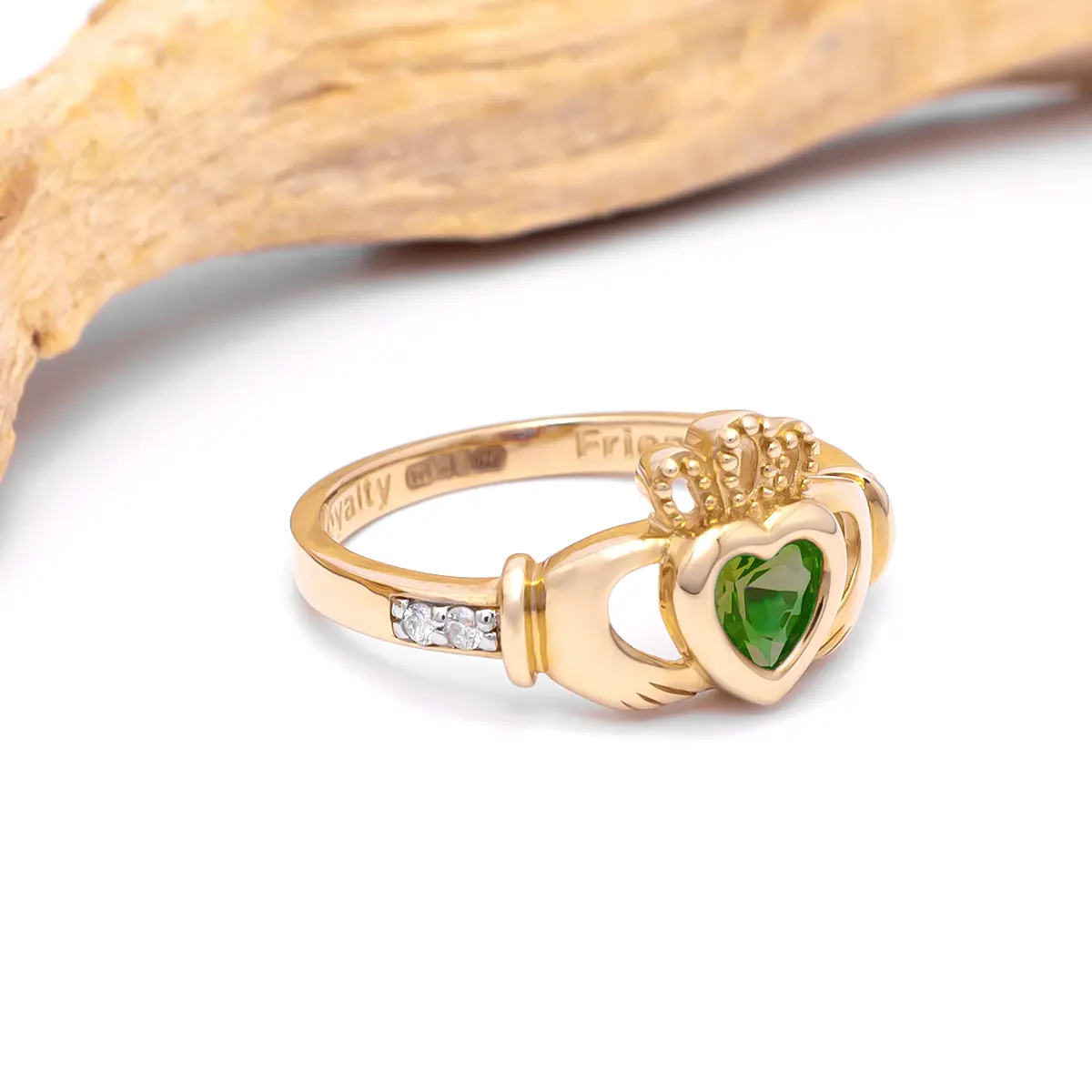 Gold May Claddagh Birthstone Ring 8webp...