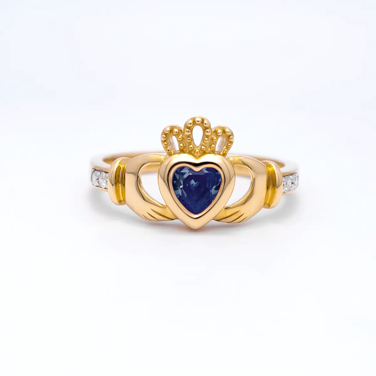 Gold September Claddagh Birthstone Ring 1webp...