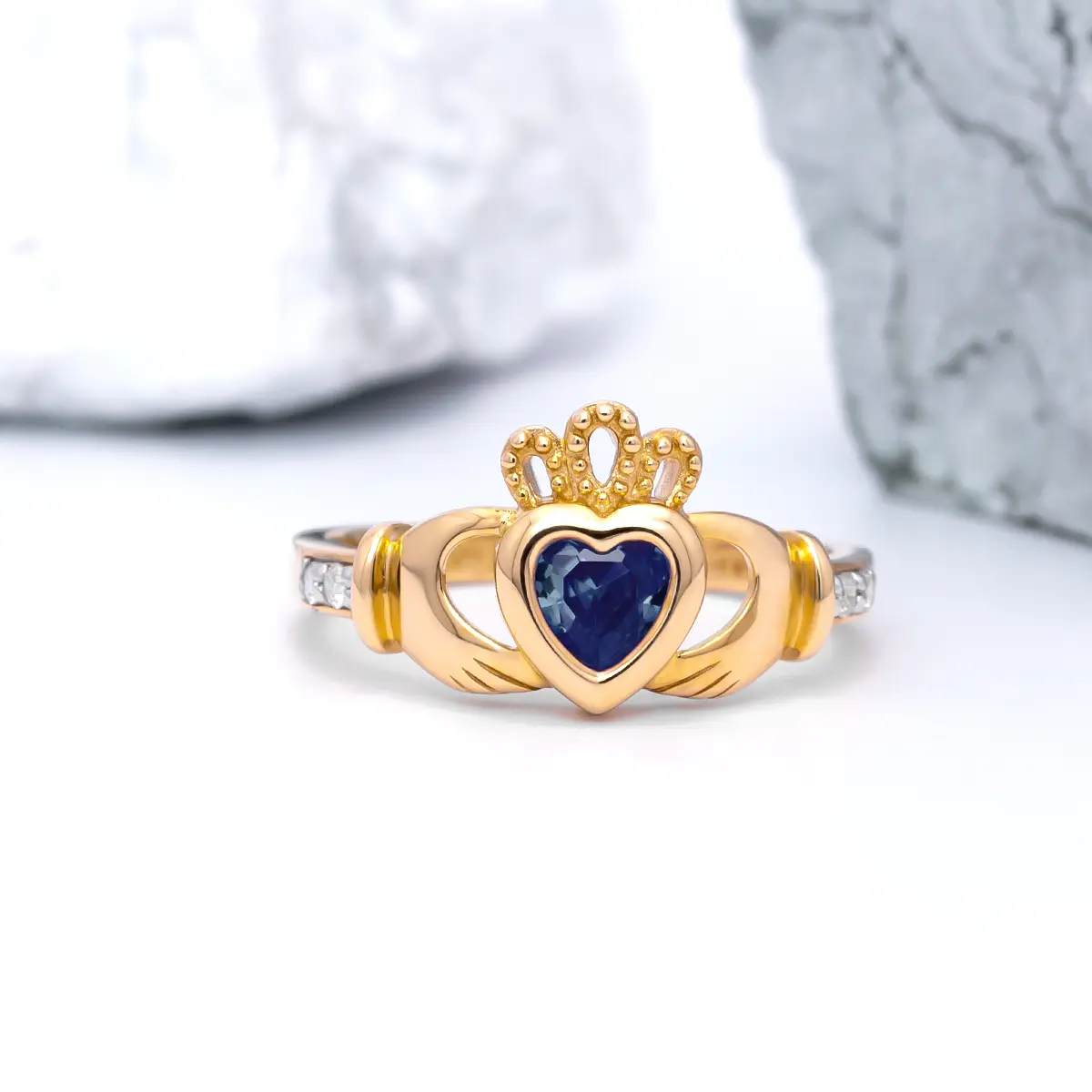 Gold September Claddagh Birthstone Ring 7webp...