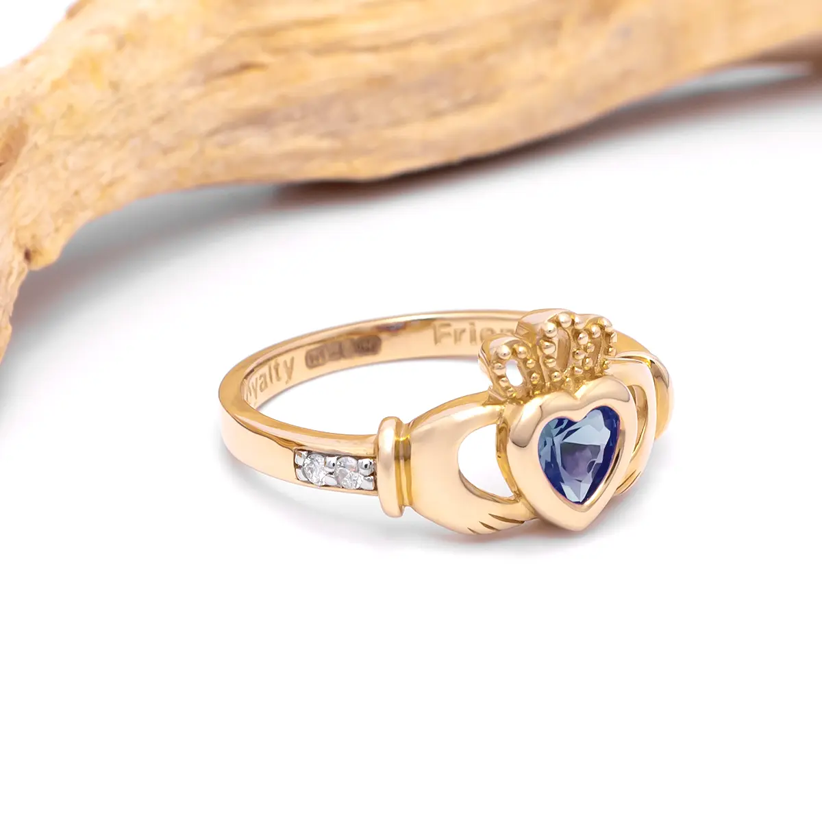 Gold September Claddagh Birthstone Ring 8webp...