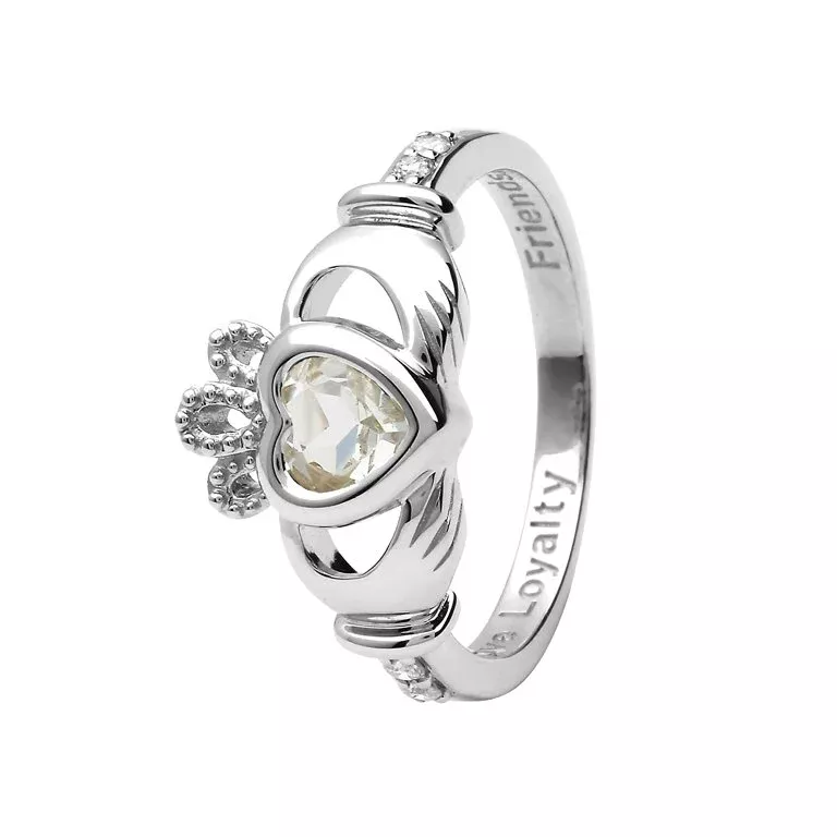 1 Gold 14k Claddagh April Birthstone Ring 14L90W April...