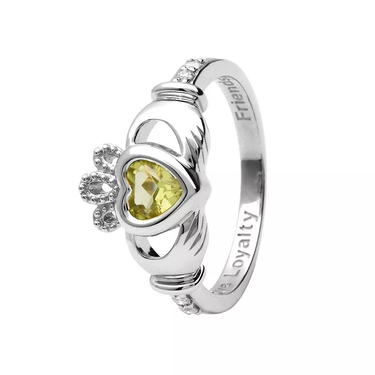 Gold 14k Claddagh August Birthstone Ring 14L90W Aug
