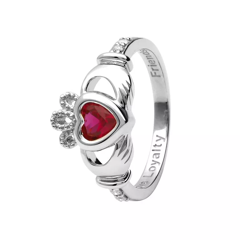 1 Gold 14k Claddagh July Birthstone Ring 14L90W July...