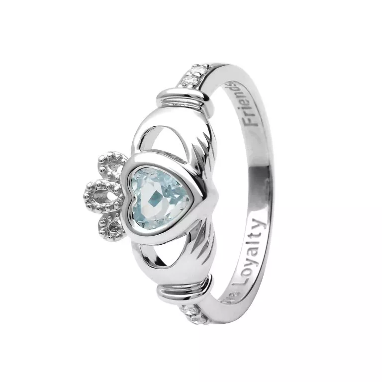 1 Gold Claddagh March Birthstone Ring 14L90W March...