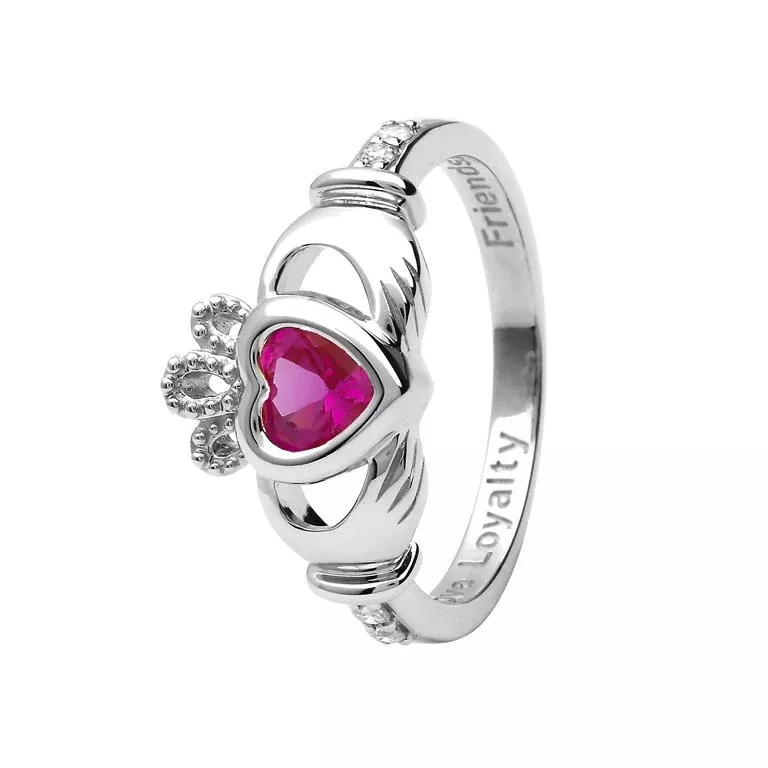 Gold 14k Claddagh October Birthstone Ring 14L90W Oct...