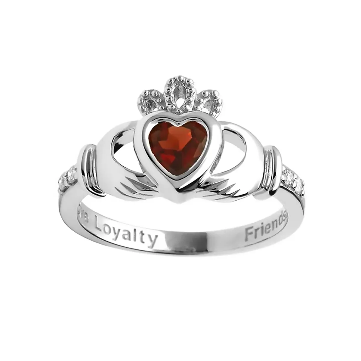 Gold 14k Claddagh January Birthstone Ring...