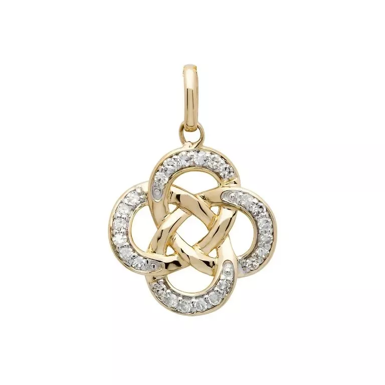 1 14k Gold Celtic Knot Diamond Set Pendant 14p666 Closeup
