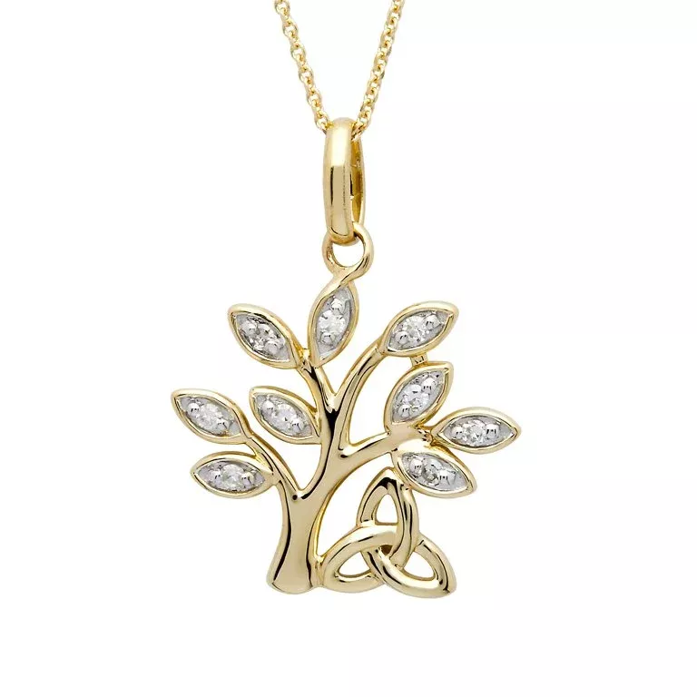 1 14k Yellow Gold Tree Of Life Diamond Set Pendant 14P674 4...