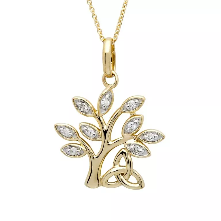 14K Gold Diamond Tree of Life Pendant
