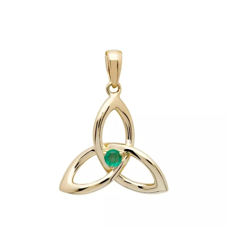 1 1 14k Gold Emerald Trinity Knot Pendant 14p680 Closeup...