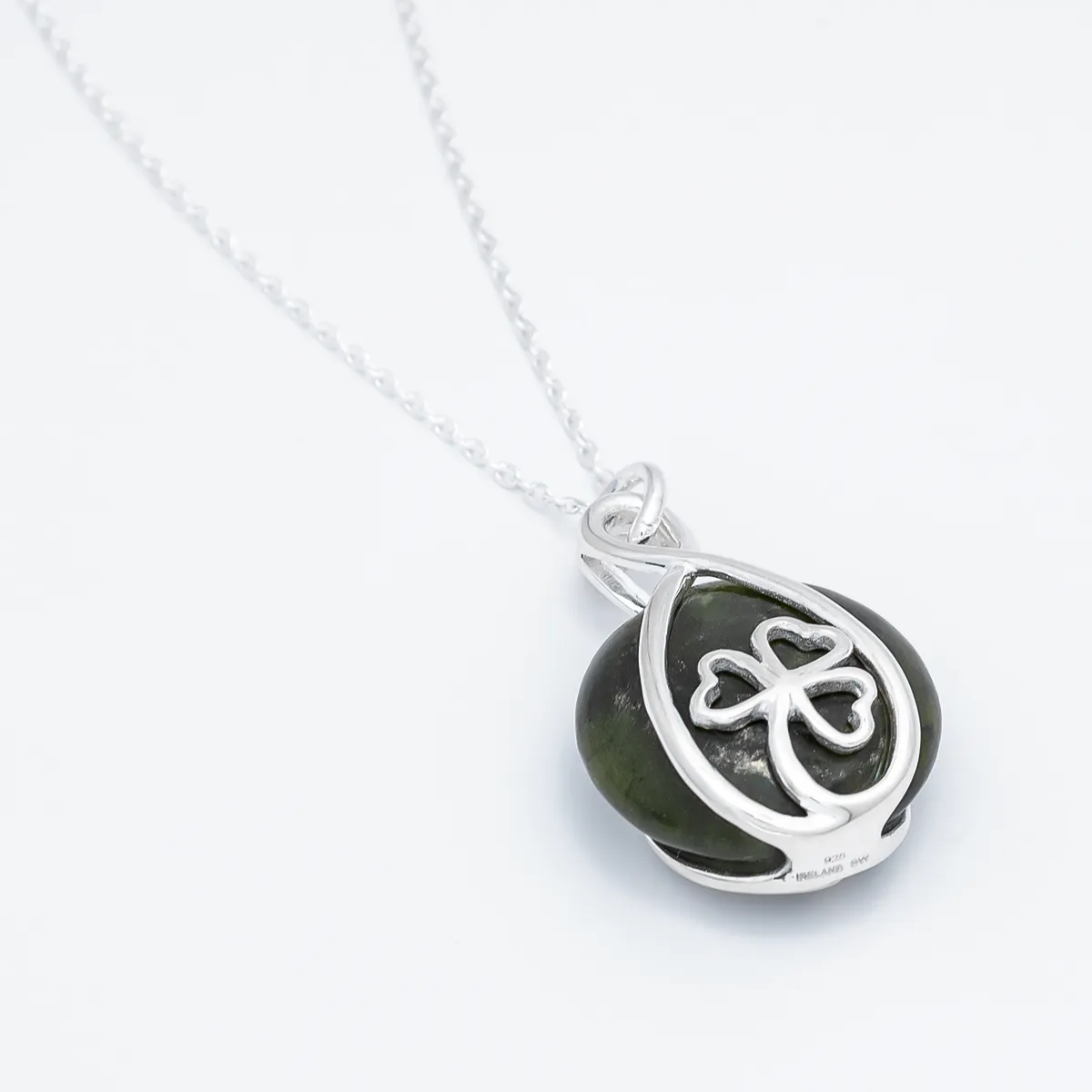 Connemara Marble Sterling Silver Shamrock Necklace Photo 3 