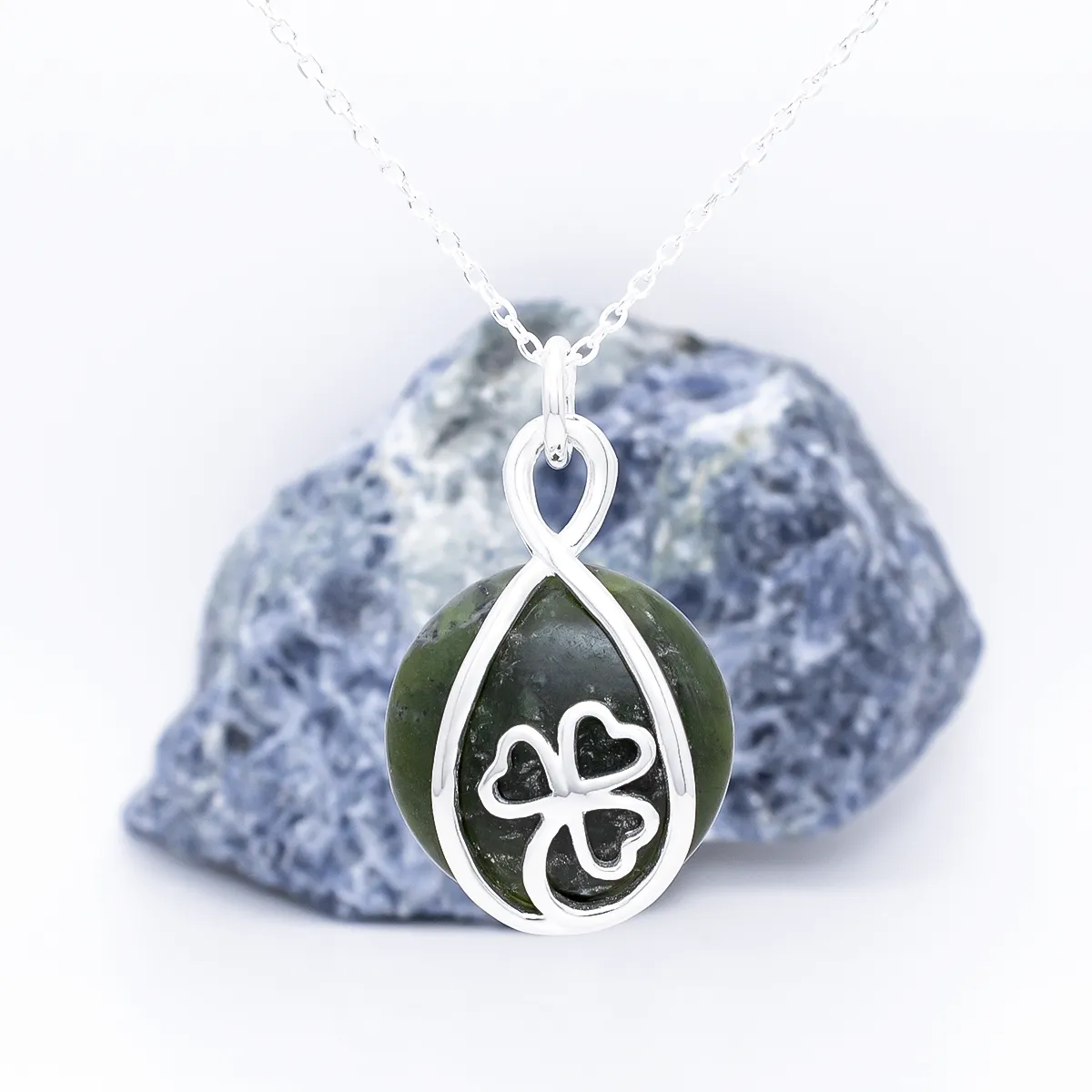 Connemara Marble Sterling Silver Shamrock Necklace Photo 2 