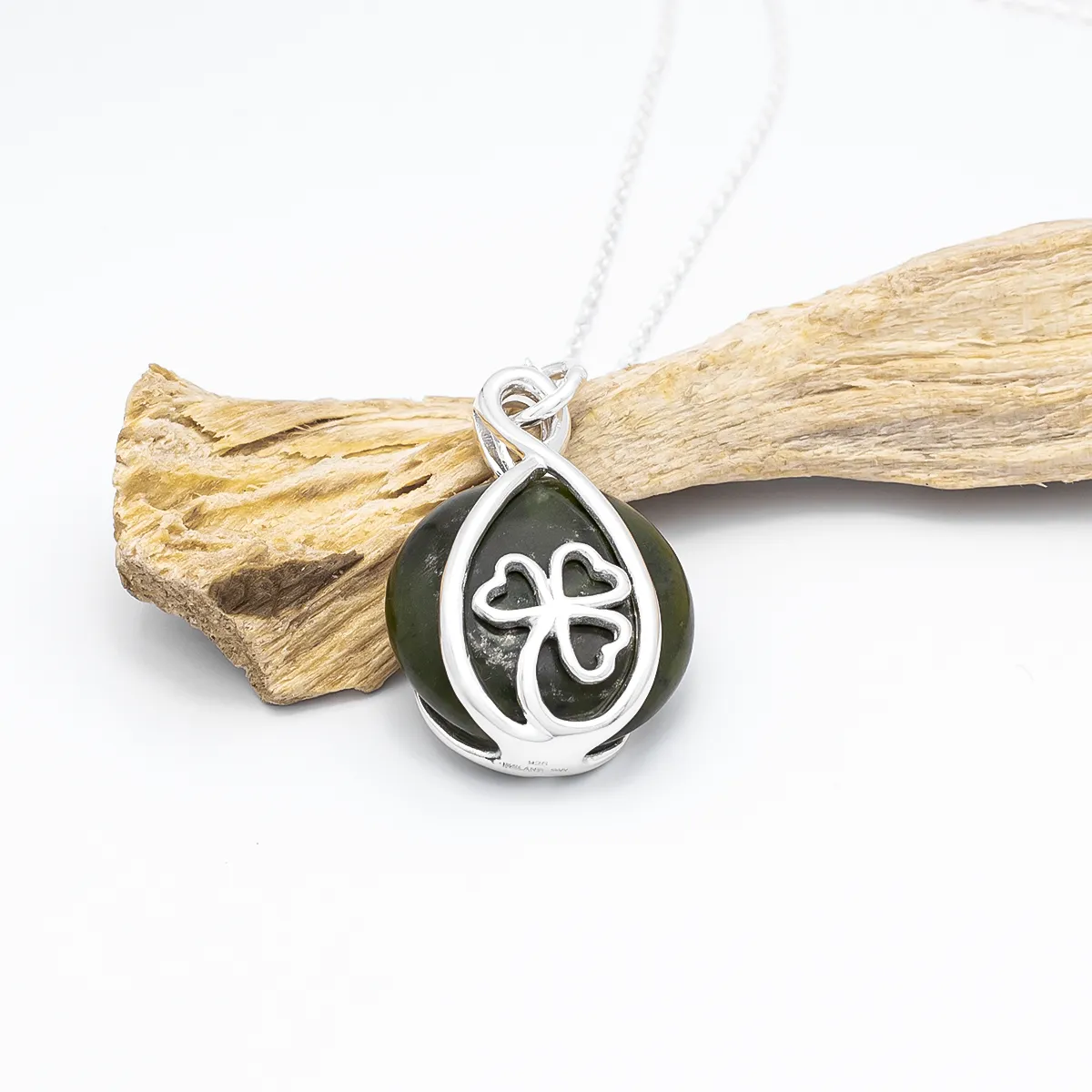 Connemara Marble Sterling Silver Shamrock Necklace Photo 4 