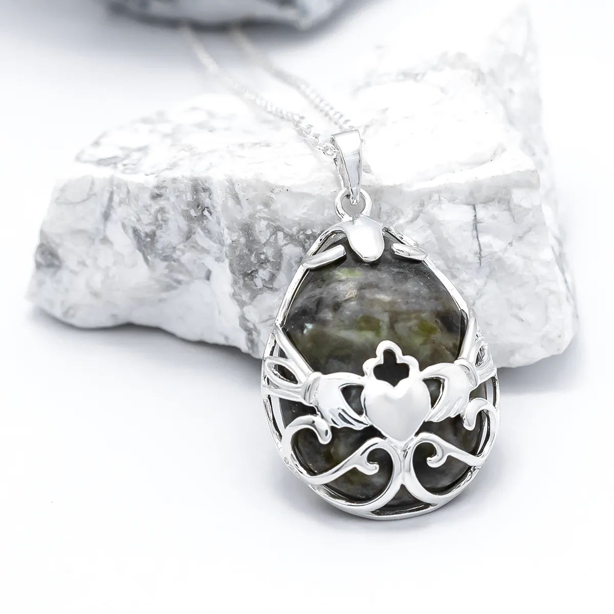 Connemara Marble Claddagh Pendant Photo 5 