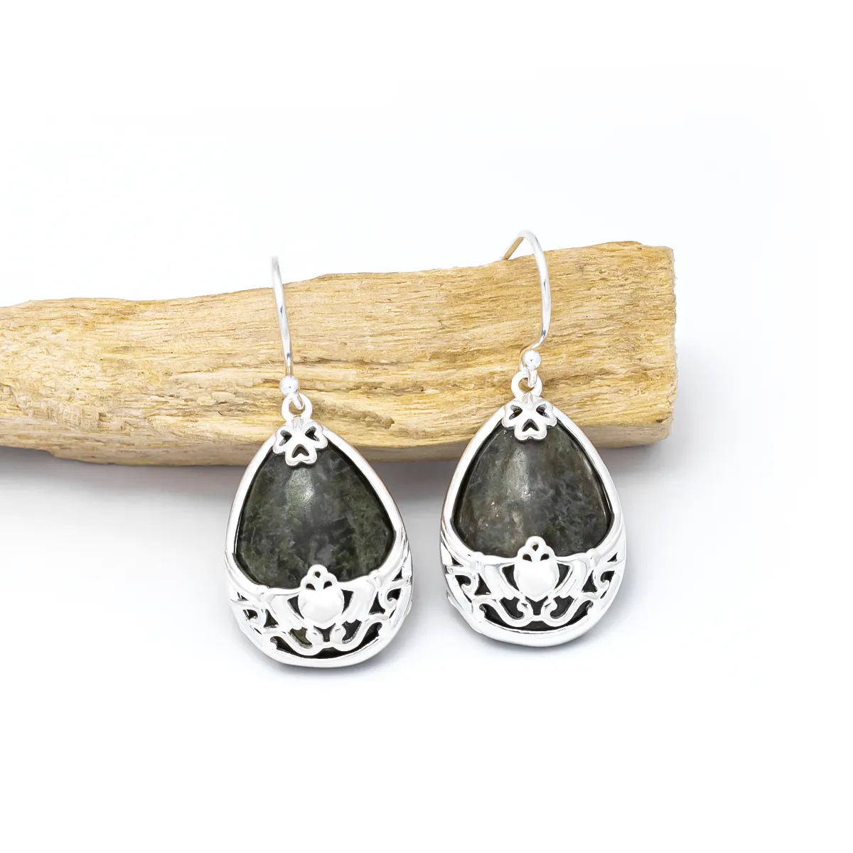 Connemara Marble Claddagh Earrings Photo 4 