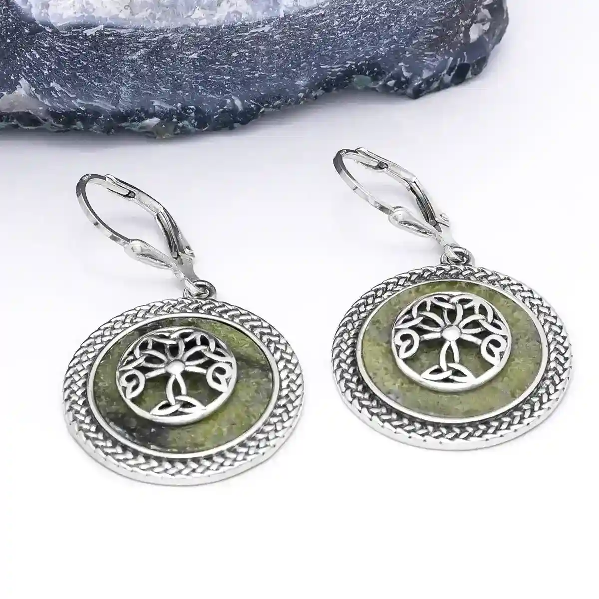 Connemara Marble Tree of Life Drop Earrings...