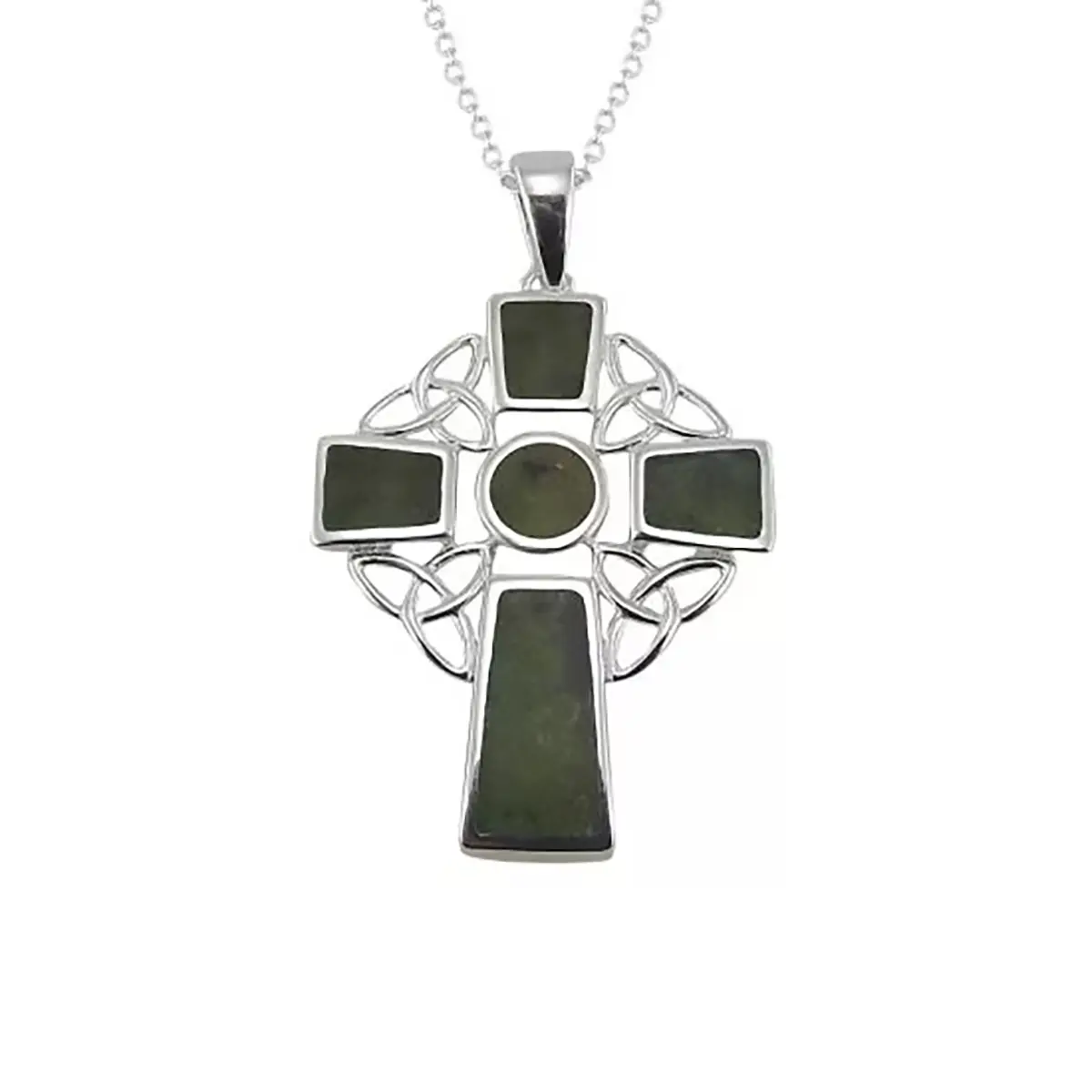 Connemara Marble Sterling Silver Celtic Cross Pendant...
