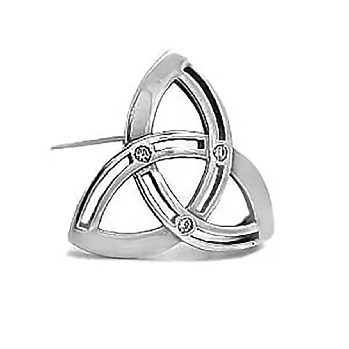 White Gold Diamond Trinity Knot Celtic Brooch...