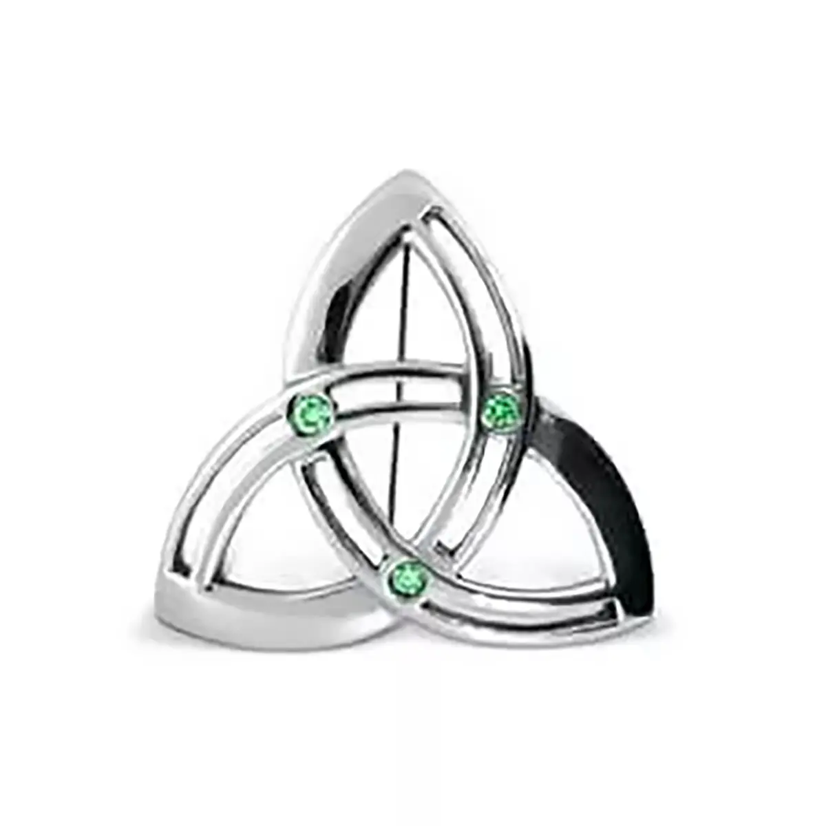 White Gold Emerald Trinity Knot Brooch...