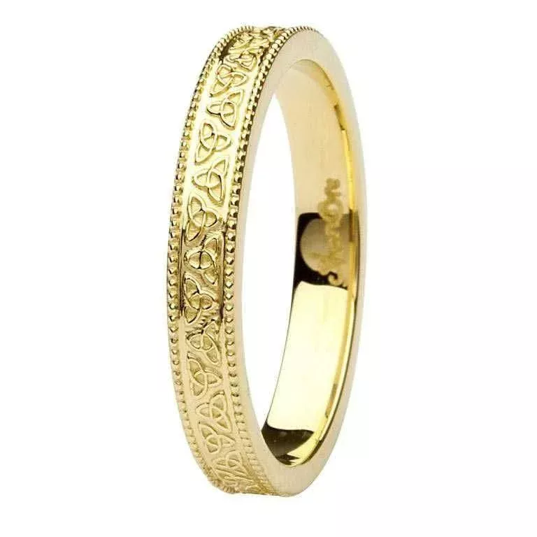 Celtic Trinity Knot 14k Yellow Gold Wedding Ring BR3 4