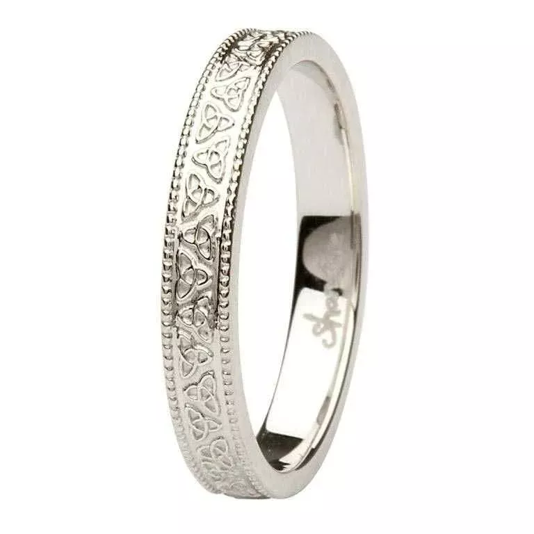 Celtic Trinity Knot 14k White Gold Wedding Ring BR3W 4