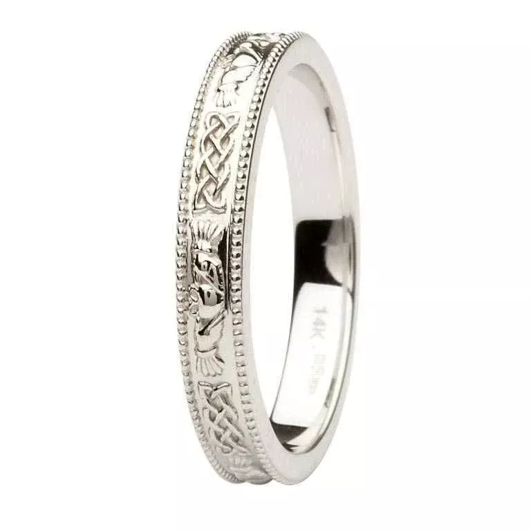 Claddagh And Celtic 14k White Gold Wedding Ring BR4W 4