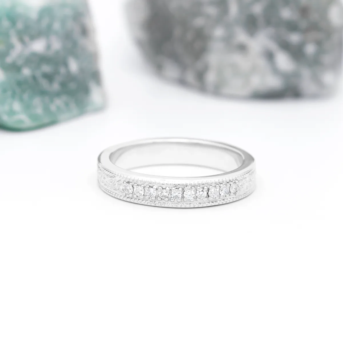 Trinity Knot Wedding Band Set with Diamonds