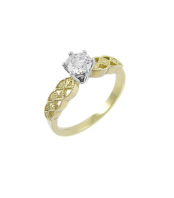 20-Pointer Single Diamond Twisted Shank 18K Yellow Gold Ring JL AU G 1