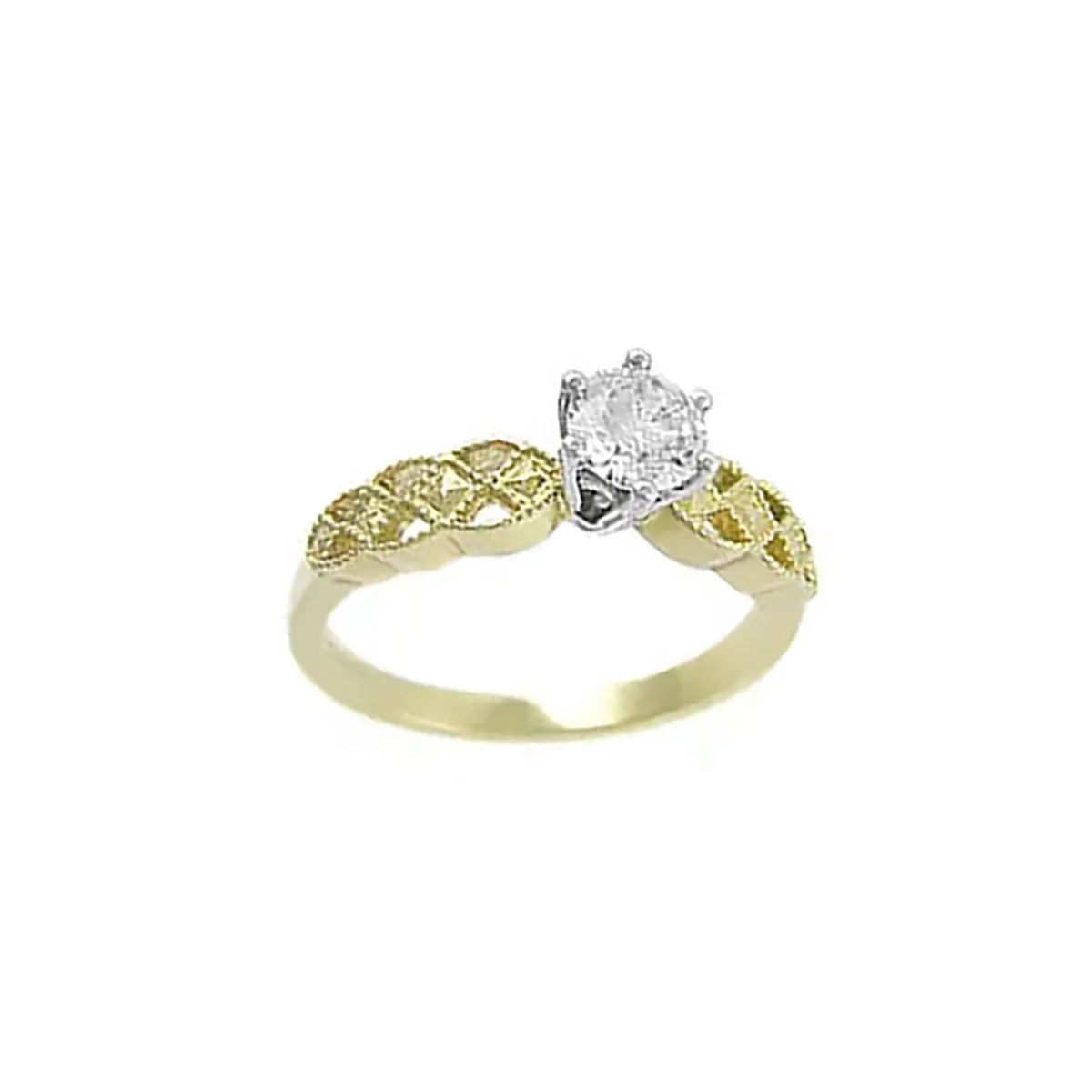Celtic Solitaire Ring Crafted In 14k Yellow Gold, Set With A Single St...