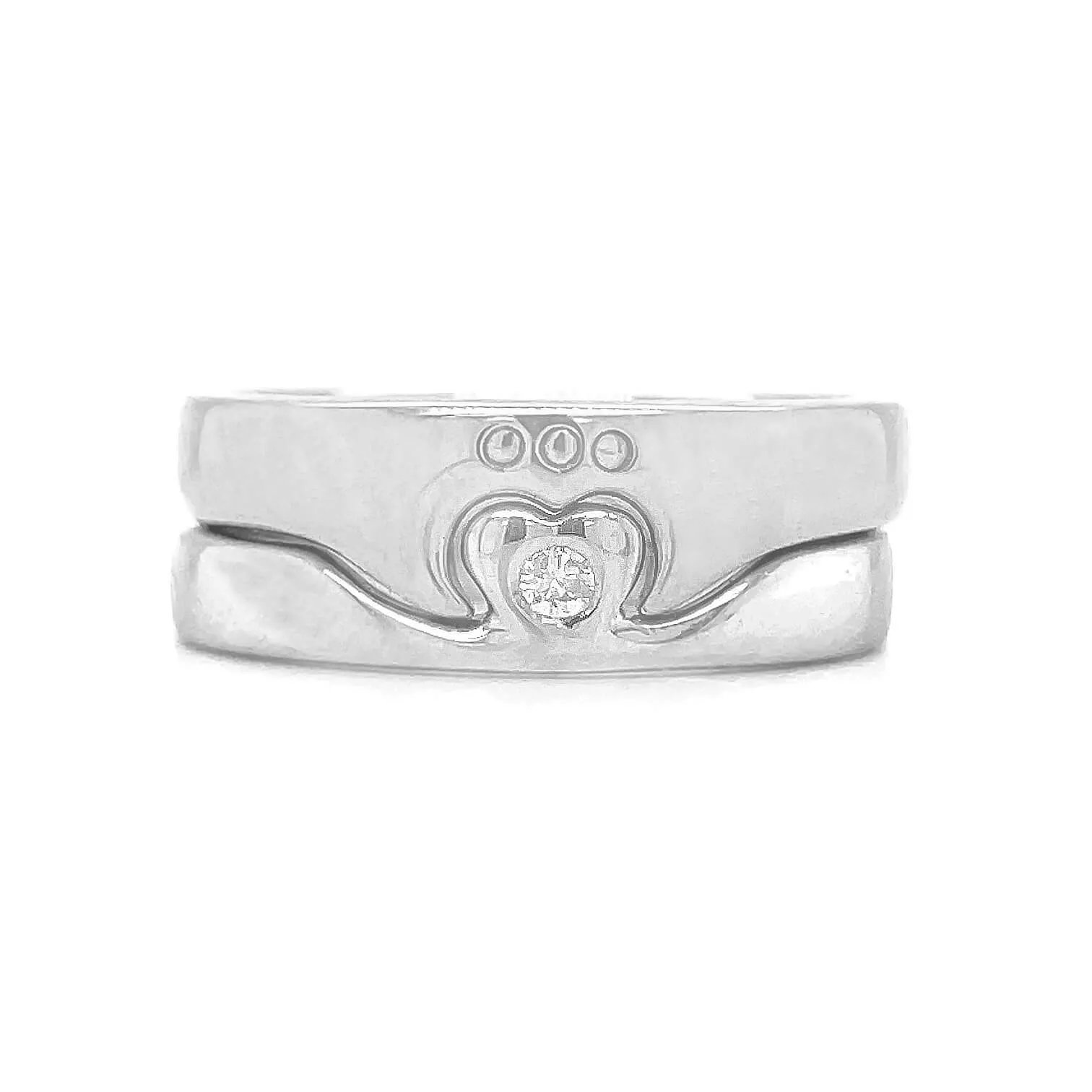 10k White Gold Diamond 2 Part Claddagh Ring 1 1...