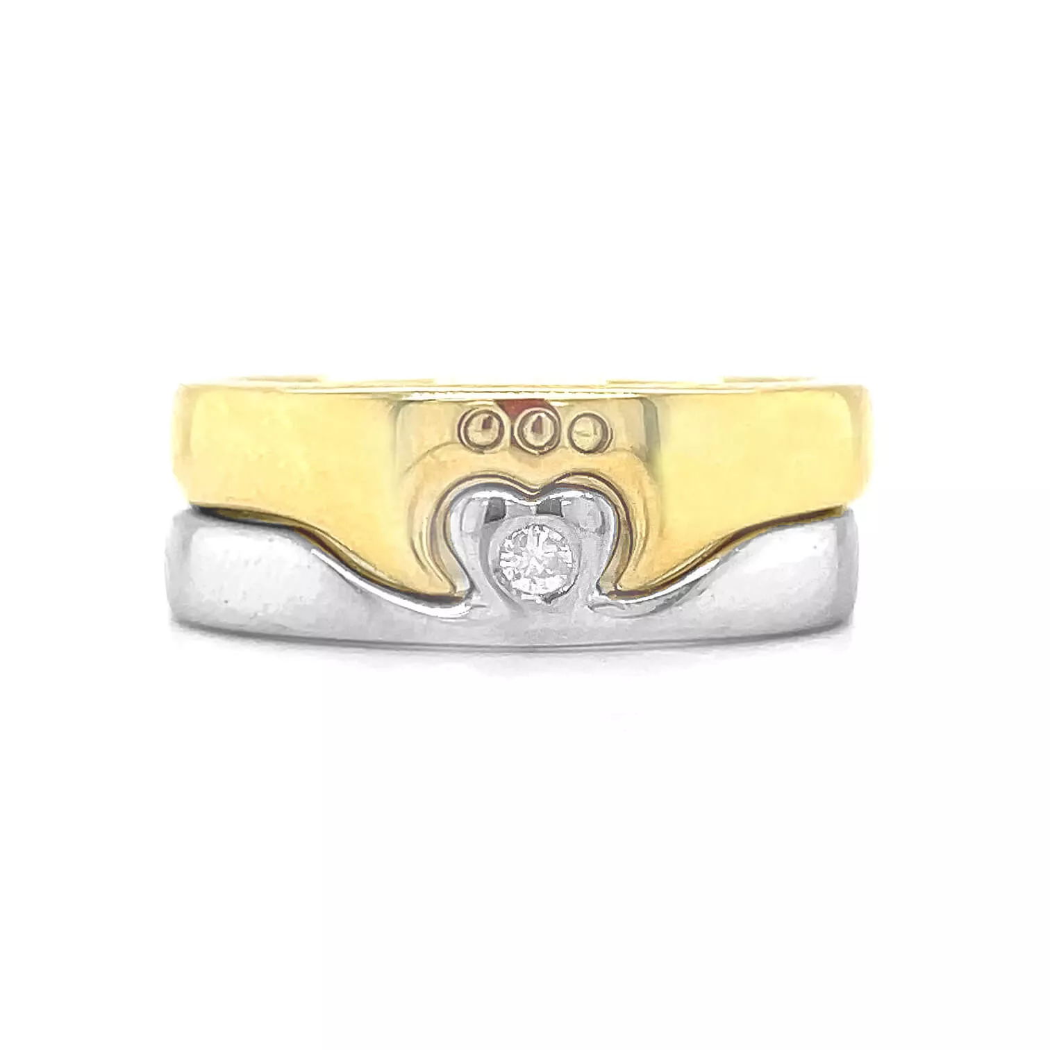 10k Yellow And White Gold Diamond 2 Part Claddagh Ring 1 1...