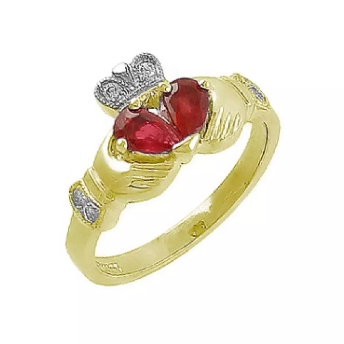 Pearshape Ruby And Diamond Claddagh Ring