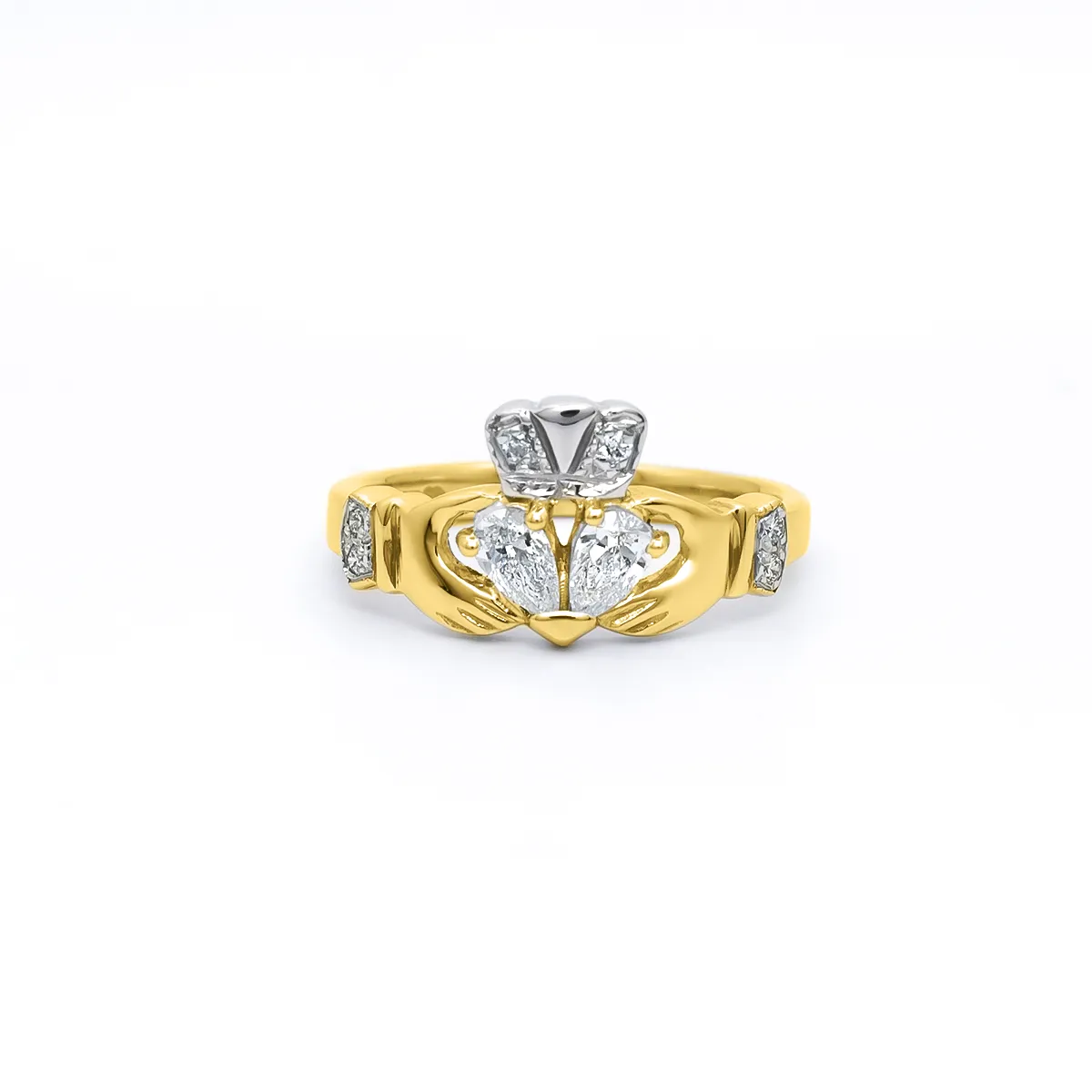 Yellow Gold Diamond Claddagh Ring 1...