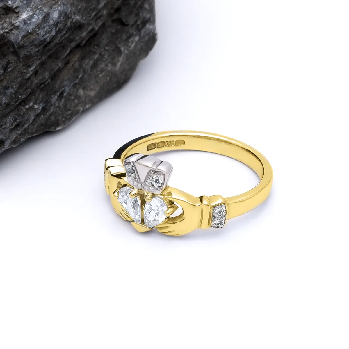 Yellow Gold Diamond Claddagh Ring 4...