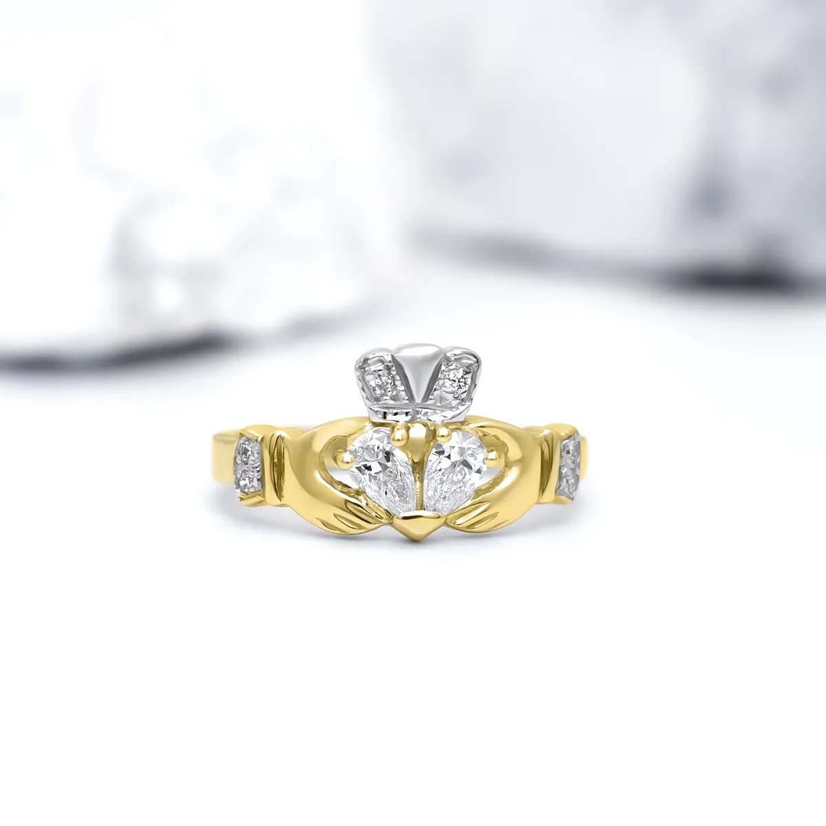 Yellow Gold Diamond Claddagh Ring 6...