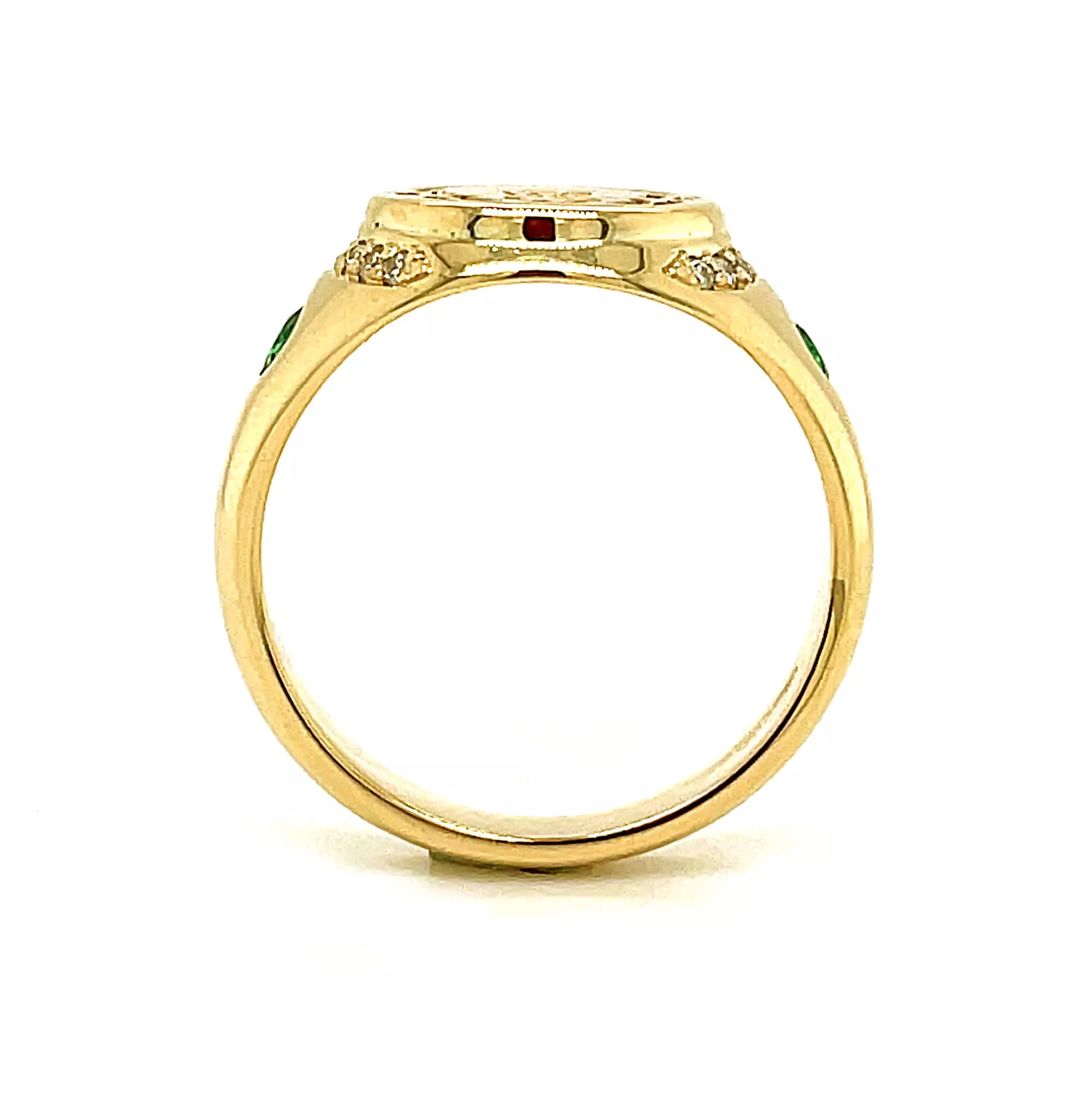 Claddagh Seal Ring Heartshape Emerald And Diamond Photo 3 
