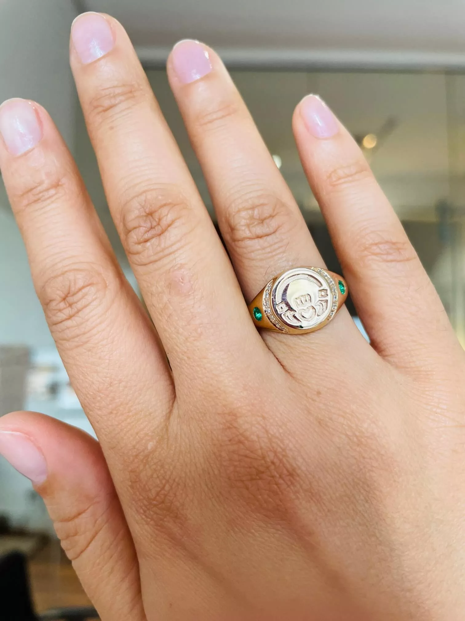Gold And Emerald Mens Seal Ring 4 4