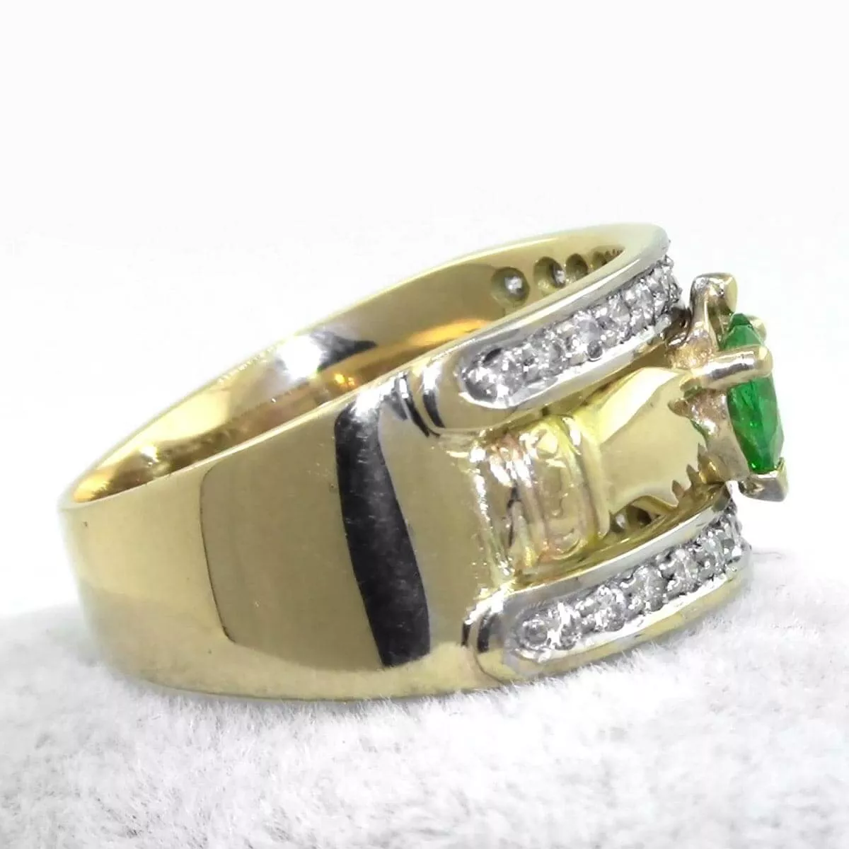 Yellow Gold Heartshape Emerald And Diamond Claddagh Ring 2 2...