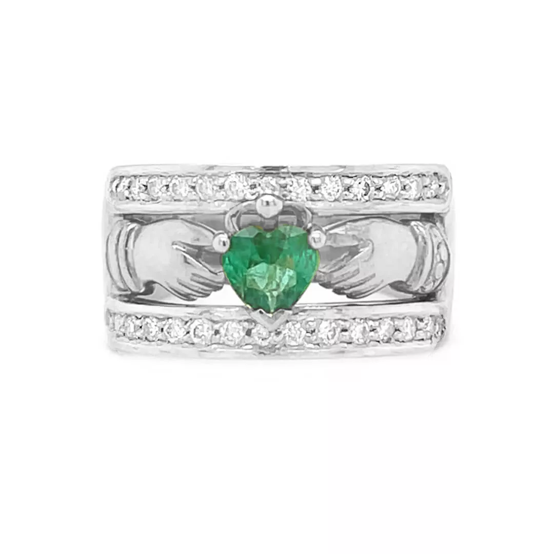Genuine Emerald Claddagh Ring