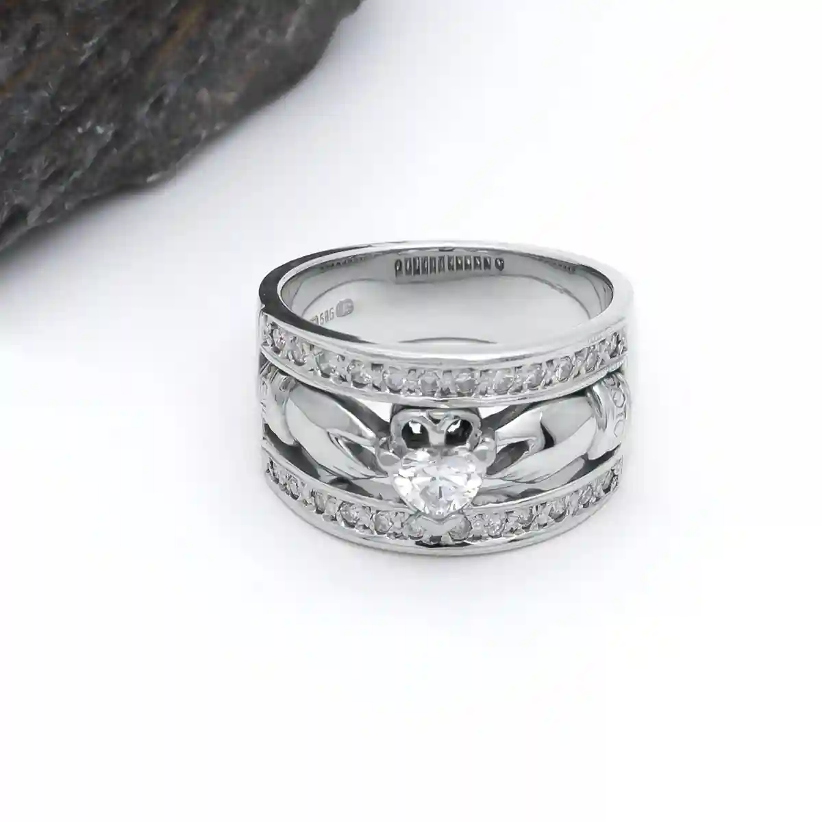 Diamond Claddagh 2 Part Ring...