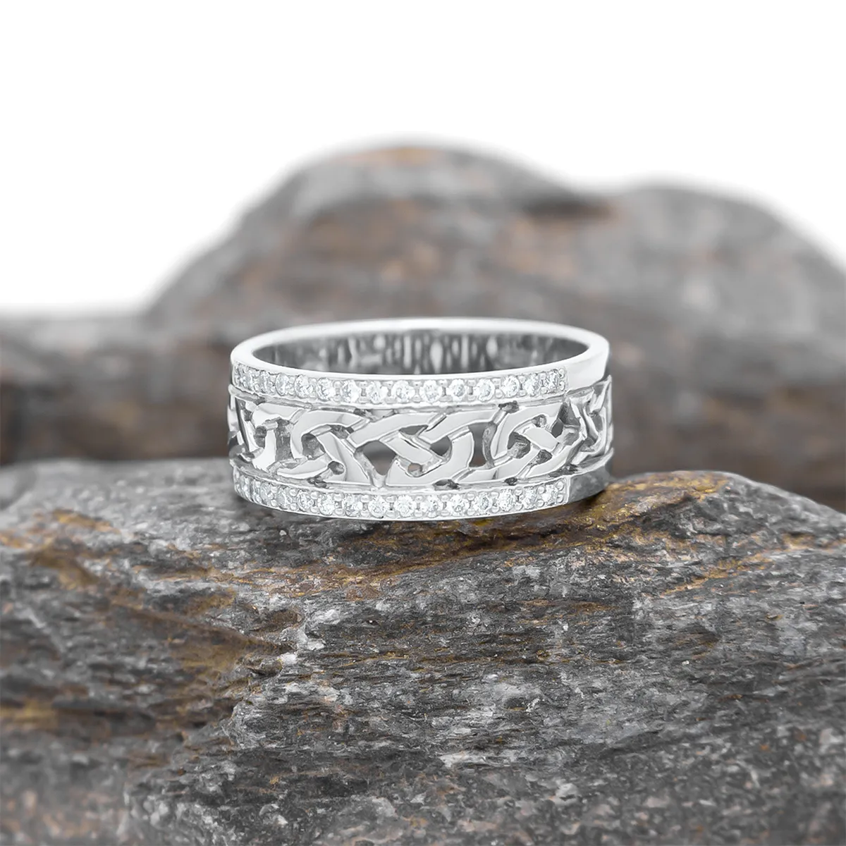 Double Row Diamond Celtic Knot Ring