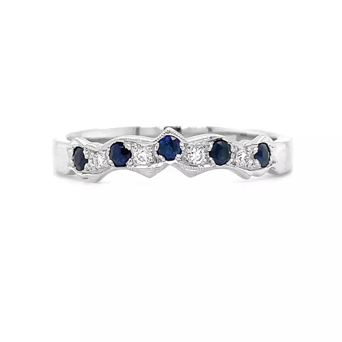 Sapphire and Diamond Claddagh Wedding Ring...