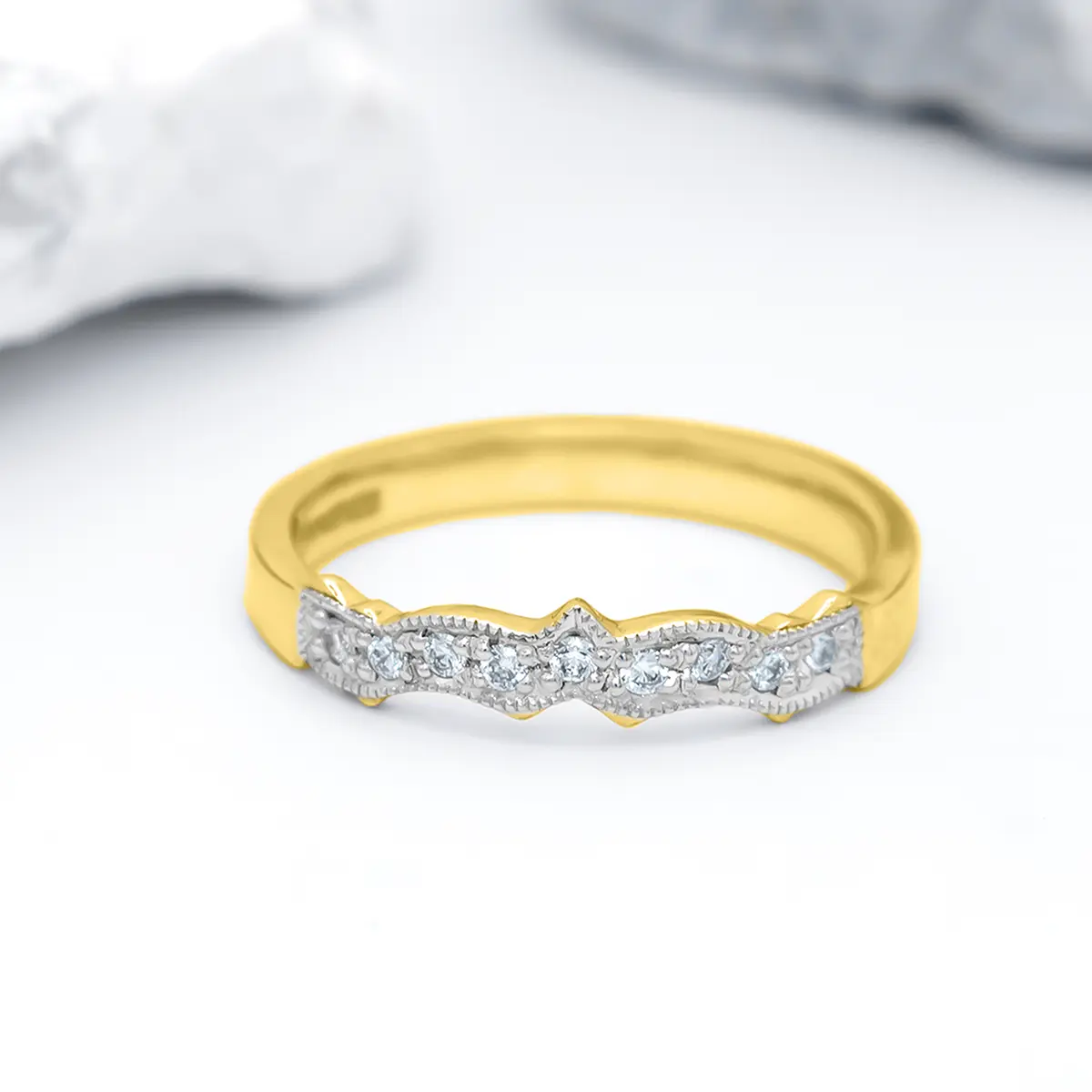 Timeless Yellow Gold Diamond Claddagh Wedding Ring...