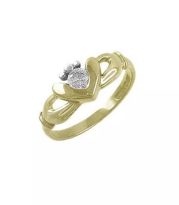 Gold Single Stone Diamond Claddagh Ring